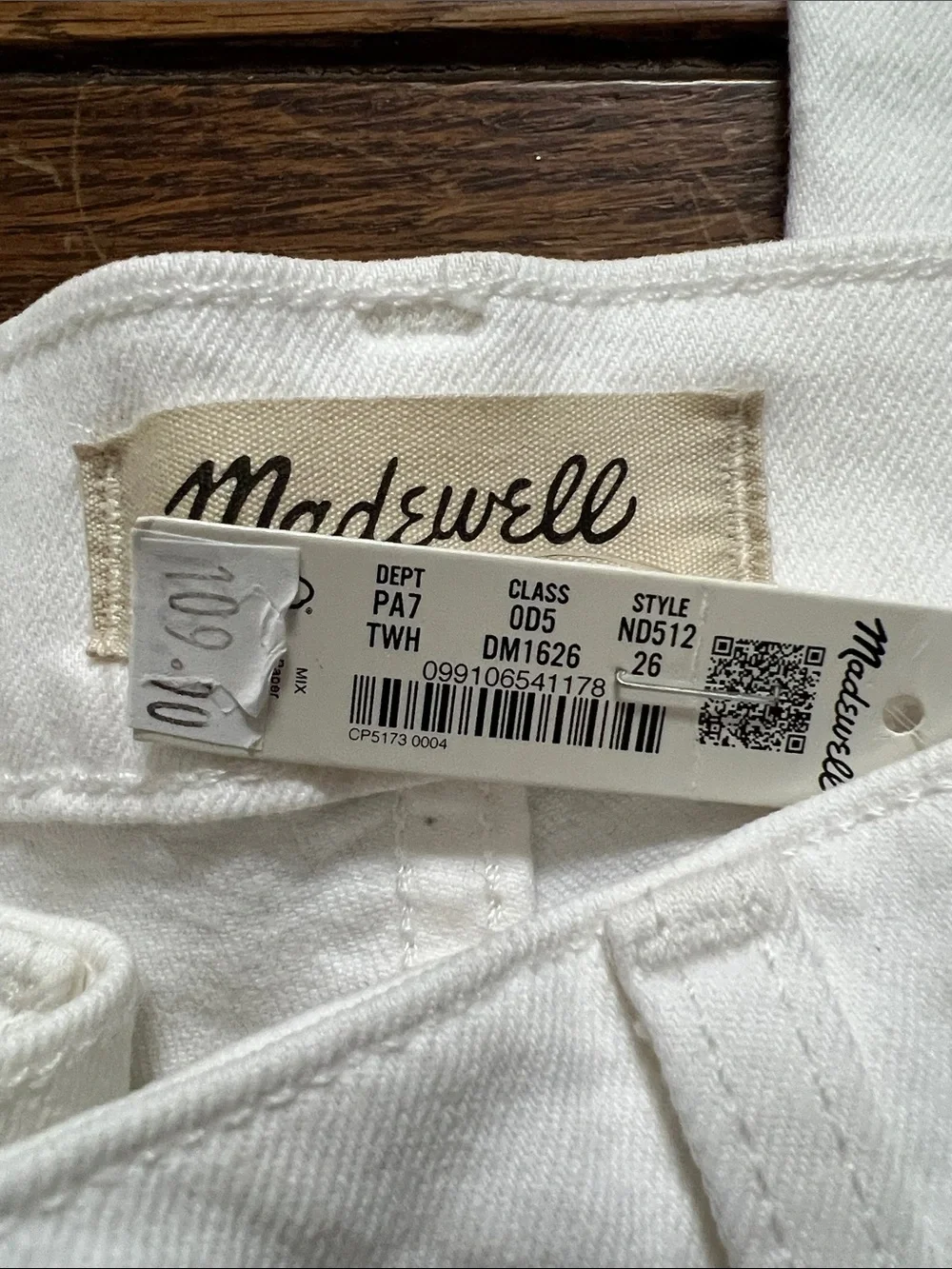 Madewell White Perfect Vintage Straight Leg Jeans Size 26 New With Tags NWT
